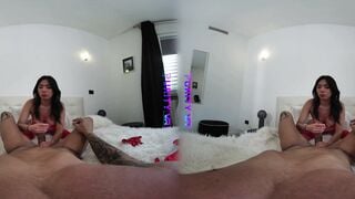 Lia Fox Sucks Cock in Red Lingerie VR POV Hardcore Blowjob