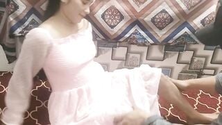 Real Life Desi Wife Fucked Hard In Pink Dress On Patterned Bed