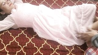 Real Life Desi Wife Fucked Hard In Pink Dress On Patterned Bed