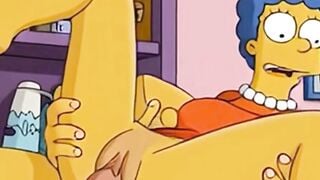 Marge Simpson Cartoon Cheating Wife Fucked By Husband And Lover