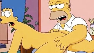 Marge Simpson Cartoon Cheating Wife Fucked By Husband And Lover