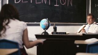 Leana Lovings Deepthroats Teacher's Massive Cock in Classroom Detention