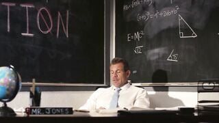 Leana Lovings Deepthroats Teacher's Massive Cock in Classroom Detention