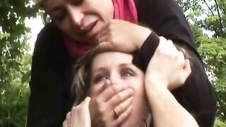 Captive Woman Strangled Until Purple In The Forest
