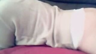 Amateur Webcam Babe Rides Couch in Tight White Underwear