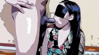 Stepfather Tricks His Step-Daughter With The Lollipop Game Inside His Mouth To Stick His Penis When His Eyes Are Covered Animated Anime