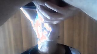 Nylon hooded, taped and blindfolded into a stunning deeply action and oral cumshot