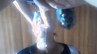 Nylon hooded, taped and blindfolded into a stunning deeply action and oral cumshot