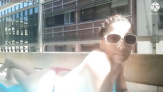 Angeles Ariana makes toples on the balcony. Who slips sunscreen on my tail?