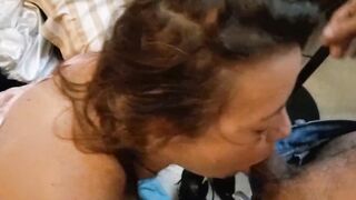 T&A 725  - 3 Way - Ebony hoe films me getting nailed up after blowing penis