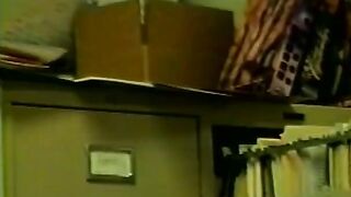 Playful blonde secretary with long hooters needs to finish work