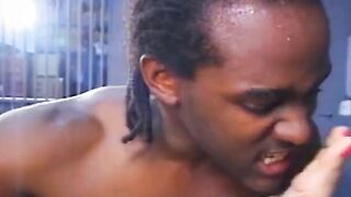 Squirt queen fires her orgasm cannon and fucks big african rod