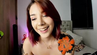 Inked otaku vapes over her wine glass with her long tits