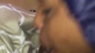 Homemade Black Amateur Sucks Cock On Bed