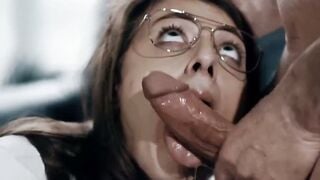 Petite Teen Sucks Priest's Cock Then Gets Anal Creampie
