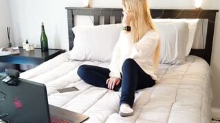 Petite Blonde Nanny Strips & Finger Fucks Pussy On CCTV