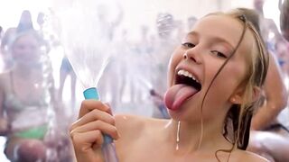 Naked Teens Publicly Masturbate Wet Pussies With Water Guns At Beach Festival