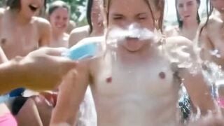 Naked Teens Publicly Masturbate Wet Pussies With Water Guns At Beach Festival