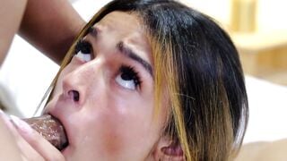 Black Stud Sucks Trans Beauty's Cock in Hardcore Bedroom Sex
