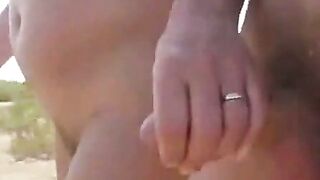 Nudist Beach Wank and Cum