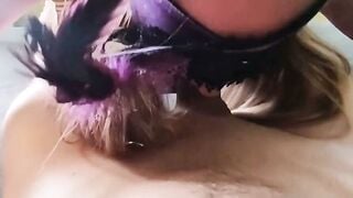 Amateur Fishnet Slut Sucks Cock & Takes Handjob