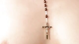 Hairy Arab Webcam Girl Squeezes Natural Boobs With Rosary