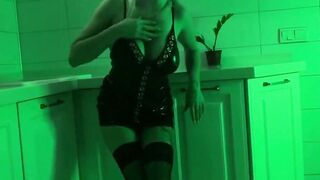 Tattooed Blonde Slaps Ass & Teases Wet Pussy in Tight Stockings