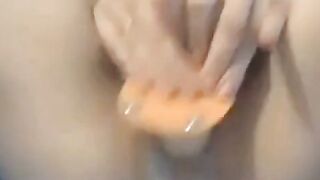 German Amateur Blonde Rides Big Dildo On Webcam