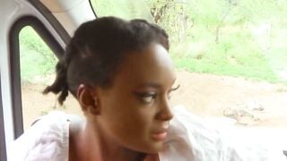 Ebony Girlfriend Bares Natural Tits On Safari Car Ride