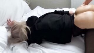 Amateur Blonde Stepsister Fucked Hard In Tight Black Dress And Swallows BBC Cum