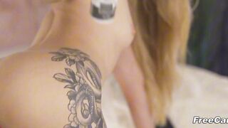 Blonde Babe Stretches Tight Pussy Wide on Thick Pink Dildo