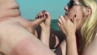 German Amateur Sucks Cock And Swallows Cum On Beach