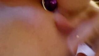 Amateur Brunette Big Ass Solo Masturbation in Dirty Purple Panties