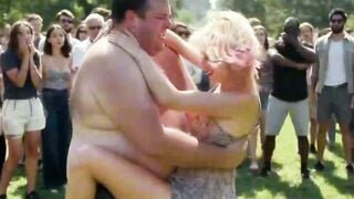 Chubby Babe Sucks Big Cock In Public Park While Crowd Watches