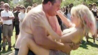 Chubby Babe Sucks Big Cock In Public Park While Crowd Watches