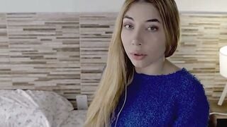 German Teen Stepbrother POV: Blonde Sucks Cock While Watching Porn