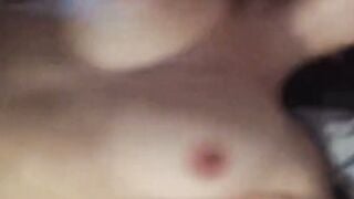 Amateur Asian Wife Cheats with Big White Cock in Dark Bedroom