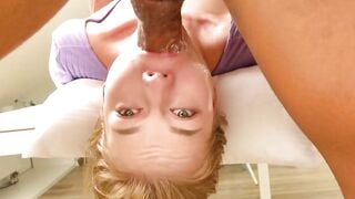 Amateur Blonde Deepthroats Raw Cock Until Gagging On Bed
