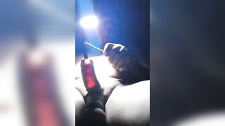 Bizarre CBT Insertion: Glowing Rod Forced Into Tight Asshole