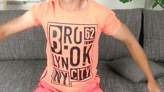 Hot Latino Twink Jerks Off His Big Dick On Couch