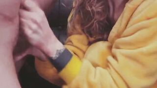 POV Teen Anal Gape: Pikachu Costume Girl Stretched Wide on Leather Couch