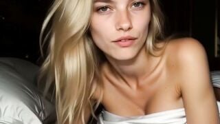 Blonde Bombshell Deepthroats Cock in Oil Slicked Bedroom Hardcore Action