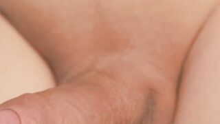 Glasses Shemale Strokes Hard Cock With Ass Toy Deep Inside