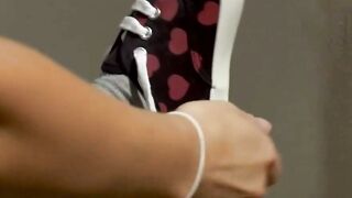 Lily Carter Stretches On Gym Bench For Rough Machine Dildo And Wand Orgasm