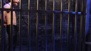 Sebastian Keys Gagged Leather Harness Cage Edging Pierce Paris Sucks Cock Electro Plug