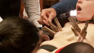 Lyla Storm & Juliette March Collared Dildo Orgy With Bill Bailey