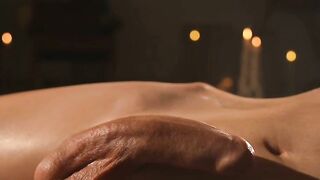 Oiled Tgirl Jerks Her Big Dick Until She Cumshot