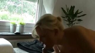 Amateur Blonde in Fishnets Fucked Hard on Home Counter