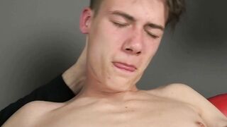 Axel Green Gets Oiled Twink Handjob And Prostate Fingering On Red Chair