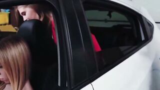 Petite Blonde Deepthroats Massive BBC & Swallows Cum in Car
